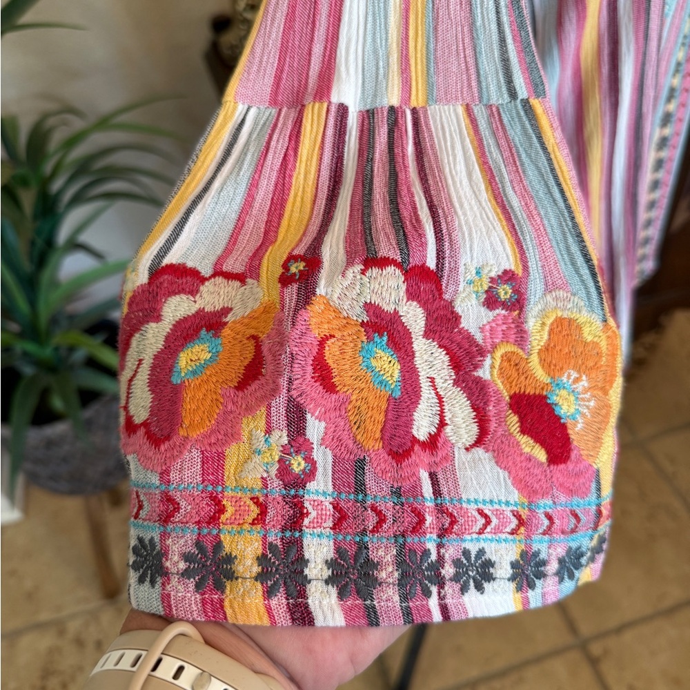 Andree by Unit Colorful Striped Floral Embroidered Women's Top - Picture 7 of 13